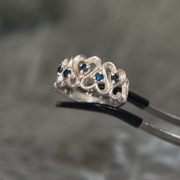 Sterling Silver 925 Blue Sapphires Ring - Picture 5 of 10